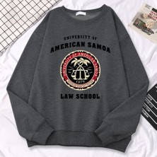 Basit Moda Bayan Kazaklar Amerikan Samoa Üniversitesi Hukuk Okul Baskı Hoody Yumuşak Polar Ka