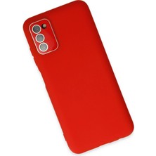 Olinea Newface Galaxy A03S Kılıf Lansman Glass Kapak - Kırmızı