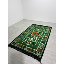 Bakırözü Home Pamuk Polyester Karışımlı Modern Otantik Kilim - Anadolu Yeşil Modeli Yıkanabilir Kilim