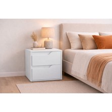 Alteks Dekor Modern 2 Çekmeceli Mdf Lam Komodin, Yatak Odası & Genç Odası & Ofis, Pürüzsüz Yüzey