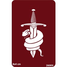 Airbrush Tattoo Yılanlı Kılıç Yapışkanlı Stencil Süsleme ve Boyama Kalıbı Kına Kalıbı