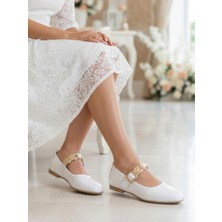 Ellaboni Kadın Mary Jane Parlak Rugan Babet Şık Tuğra Tokalı Ortopedik Taban Günlük Ev Ofis Ayakkabısı Babet