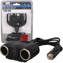 Olesson 1630 12-24V Çift USB Girişli 120W 80CM Kablolu 2'lı Araç Çakmak Çoklayıcı