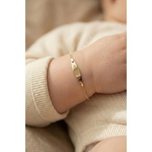 Fiyonk Kuyumculuk 14 Ayar Altın Gurmet Zincirli Oval Plaka Bebek Çocuk Künyesi