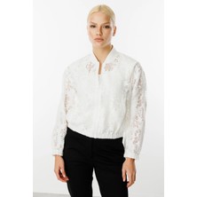 Ekol Kadın Tül Bomber Ekru Ceket 06028