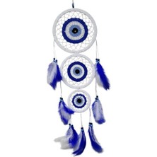 Efe Avm Nazar Motifli Üç Çemberli Kuş Tüylü Beyaz Duvar Süsü