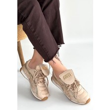 Shoegar Dissa Bej Cilt Bağcıklı Paraşüt Detaylı Spor Ayakkabı