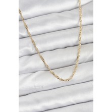 Shopwave cm 14K Gold Renk Yassı Burgulu Model Kadın Kolye