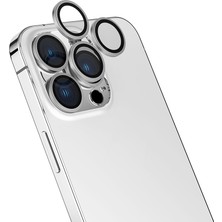 Zore iPhone 15 Pro Uyumlu Zprb Cl-13 Kamera Lens Koruyucu-Gümüş