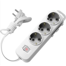 Elbi Myra 3\'lü Anahtarlı Topraklı Grup Priz 1 mt Kablolu