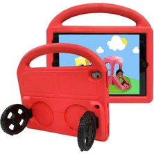 Zore iPad 10.2 (9.nesil)  Uyumlu Zprb Wheel Car Tekerlek Standlı Tablet Eva Silikon Kılıf-Kırmızı