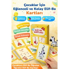 Msticker Elif-Ba Kartları | Çocuklar Için Eğlenceli ve Kolay Elifba Öğrenme Seti - 29 Kart ve Özel Kutulu