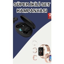 Nabız Ölçer Hediye Bileklikli Akıllı Saat ve Dijital Göstergeli Bluetooth Kulaklık Çoklu Şarj Girişi