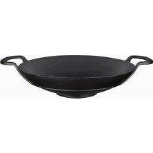 Hype Store Döküm Wok Tava, Metal Kulplu, 38CM, Siyah