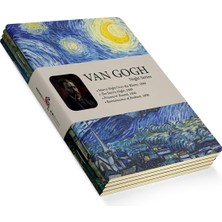 Hype Store Retronote Night Series - A5, Van Gogh 4'lü Defter Seti I, Çizgisiz, Toplam 256 Sayfa, Her Biri 64 Sa