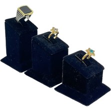 Sezgin Kutu ve Aksesuar 3 Kademe Yüzük Standı Süet Siyah