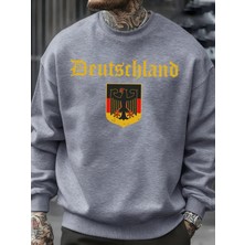 Almanya Ulusal Amblem Desen Erkekler Spor Yumuşak Büyük Boy Kazak Rahat Moda Kazak Sonbahar E