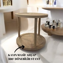 Kayın Masif Ahşap 360 Derece Dönen Dekoratif Iki Katlı Stant Sunumluk Düzenleyici Organizer Tepsi