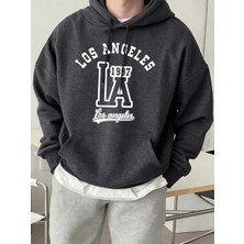 Los Angeles Mektup Baskılı Kapüşonlu Üstler Erkek Polar Sokak Modası Sweatshirtleri Sonbahar