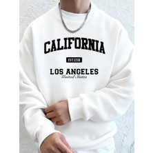 Kaliforniya Los Angeles Baskı Erkek Tişörtü Kış Bisiklet Yaka Kapüşonlular Sokak Polar Sıcak