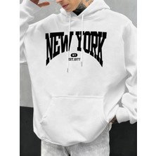 New York Göz Alıcı Mektup Tasarım Erkek Kapüşonlular Hip Hop Hoody Rahat Polar Yumuşak Spor S
