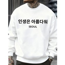 Seul Kore Mektup Baskı Erkekler Tişörtü Moda Kişilik Spor Rahat Sonbahar Kazaklar Bisiklet Ya