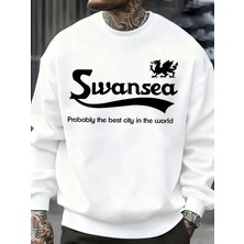 Swansea En Iyi Şehir Mektup Tasarım Erkek Kazaklar Vintage Kazak Rahat Yumuşak Giyim Polar Hi