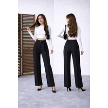 Nidam Butik Kadın Yüksek Bel Double Kumaş Palazzo Pantolon