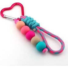 Solfera Pamuk Şeker Kalp Klipsli El Yapımı Pembe Mavi Top Charmlı Çanta Süsü KY166