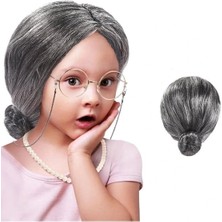 Shoplet Buğz Gri Yaşlı Peruğu Çocuk Yetişkin Uyumlu