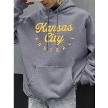 Kansas City Futbol Baskılı Sonbahar Erkekler Hoodie Rahat Çok Renkli Hoody Cep Gevşek Kapüşon