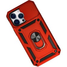 Olinea Newface Iphone 14 Kılıf Pars Lens Yüzüklü Silikon - Kırmızı