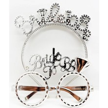 Shoplet Buğz Bride To Be Yazılı Taç ve Bride To Be Yazılı Gözlük Seti Gümüş Renk
