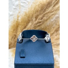 Livora Jewelry 925 Ayar Gümüş Taşsız 5’li Yonca Motifli Kadın Bileklik – Özel Tasarım