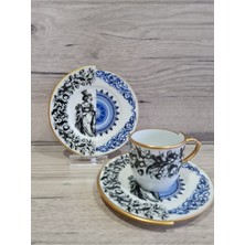 Konyax Türk Kahve Seti 6 Kişilik Çift Desenli Artemis