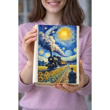 hg home&game Van Gogh Tarzı Tren Temalı Bez Kitap Kılıfı – Baskılı Kumaş Kitap Kabı, Kitap Koruyucu Model2