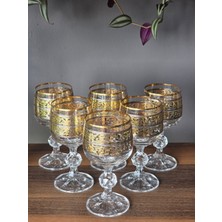 Konyax Alda Mix 150 cc Kahve Yanı Kristal Bardak 6'lı 24K El Işçiliği Gerçek Altın Işlemeli