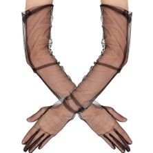 Magicool Uzun Boy Likralı Siyah Renk Yetişkin Mega Tül Eldiven 53 cm