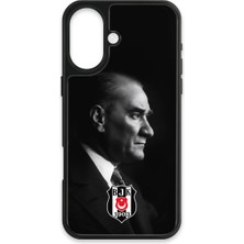 iPhone 16 Uyumlu Beşiktaş Büyük Atatürk Cam Lisanslı Telefon Kılıfı