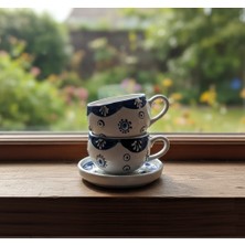 Rgs Homelife El Yapımı Nazar Boncuk Desenli, 4 Parça 2 Kişilik Çay Fincanı Takımı - 220 ml