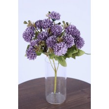 Yapay Çiçek Sitesi Yapay 15 Kafalı Top Krizantem Demeti 32 cm Mor