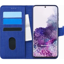 Hype Store S20 Için Kılıf Fabric Book Wallet Lacivert [ S20 ile Uyumlu Kılıf - Lacivert]