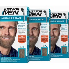 Hype Store Just For Men Bıyık ve Sakal, Gri Saçlar Için Sakal Boyama Fırça Dahil - Renk: Açık Kahverengi, M-25