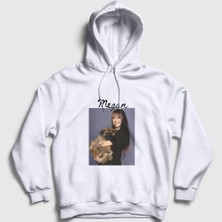 Presmono Unisex Beyaz Puppy Dog Megan Katseye Kapüşonlu Sweatshirt