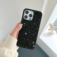 Apple - iPhone 15 Pro Max Zebana Taşlı Pırlanta Silikon Kılıf - Siyah