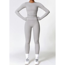 Yuna Sport Kadın Yüksek Bel Toparlayıcı Spor Tayt ve Uzun Kollu Spor Üst Spor Takımı