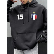 Numarası 15 Fransa Baskı Erkekler Hoodie Vintage Sonbahar Streetwear Rahat Gevşek Hoody Polar