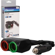 Olesson 1631 12-24V Tek USB Girişli 120W 80CM Kablolu 2'lı Araç Çakmak Çoklayıcı