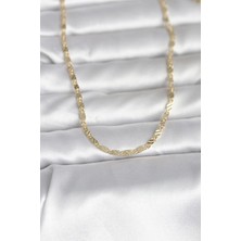Clariss cm 14K Gold Renk Çizgi Lazer Model 60 cm Kadın Kolye