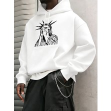 Özgürlük Heykeli Desenli S-2xl Erkekler Için Hip Hop Sonbahar Sweatshirtleri Cepli Polar Üstl